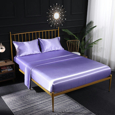 Nordic Style Satin Bedding Set - Queen and King Size Fitted Sheet with 4-Piece Set