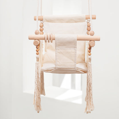 Children's Indoor Wooden Swing Chair - Playful Comfort for Kids