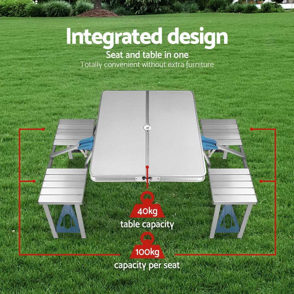 Outdoor Aluminum Alloy Folding Table and Chair Set - Portable Camping and Barbecue Furniture