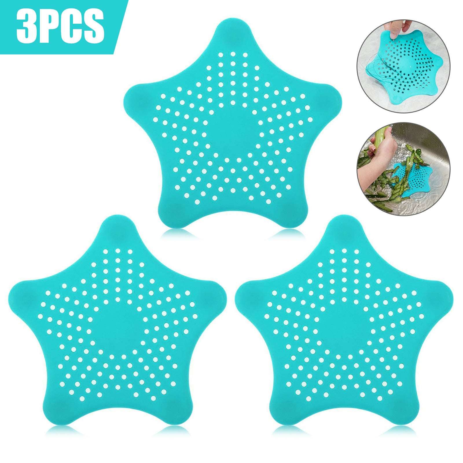 3PCS Silicone Starfish-shaped Sink Drain Filter - Hair Catcher and Strainer Set