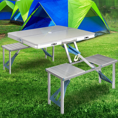 Outdoor Aluminum Alloy Folding Table and Chair Set - Portable Camping and Barbecue Furniture