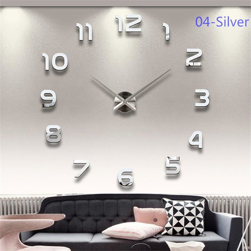 Large DIY Acrylic Mirror Wall Clock