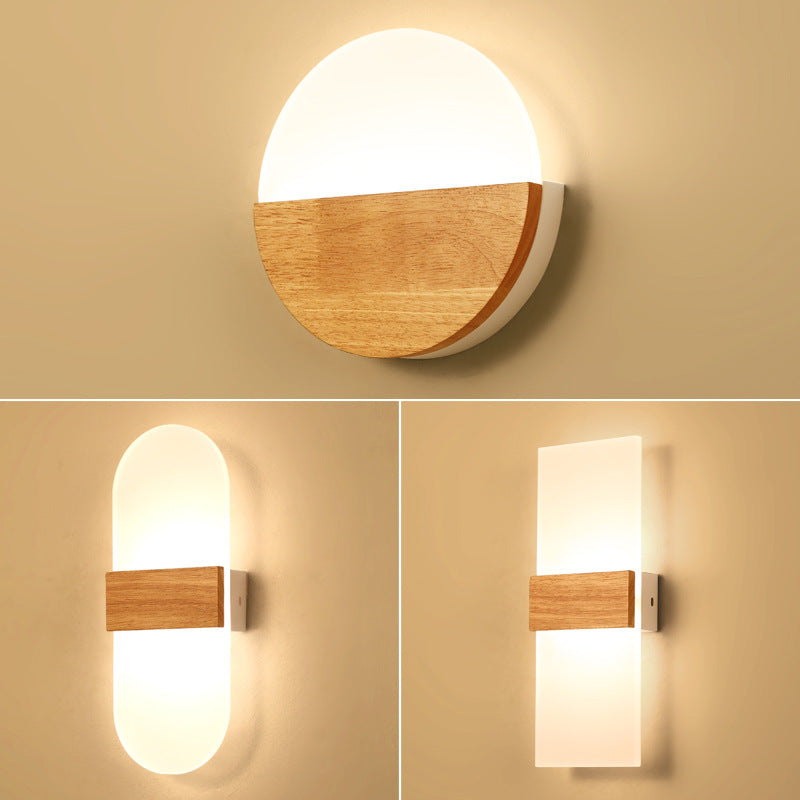 EleganceGlow Wooden LED Wall Lamp