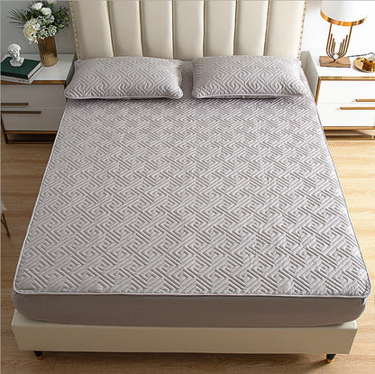 Solid Color Bed Sheet - Quilted Cotton Bedspread with Non-Slip Mattress Cover