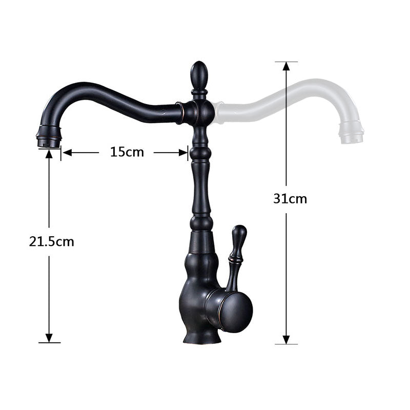 Black Bronze Kitchen Faucet with Ceramic Handle - Hot and Cold Water Mixer