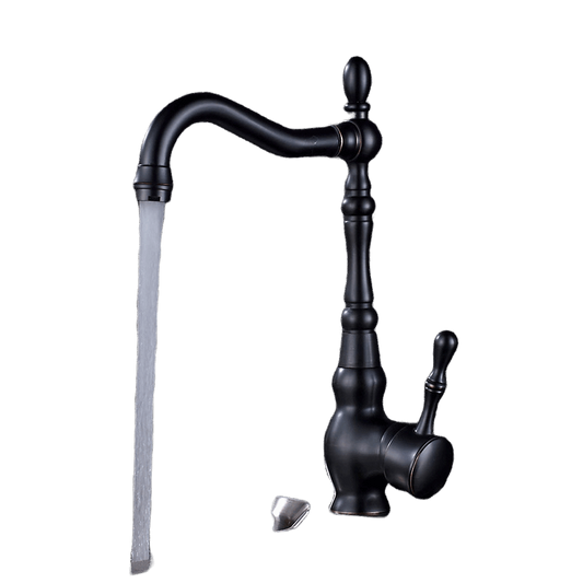 Black Bronze Kitchen Faucet with Ceramic Handle - Hot and Cold Water Mixer