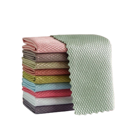 Fish Scale Pattern Bamboo Kitchen Towels - Seamless Cleaning and Superior Absorbency"