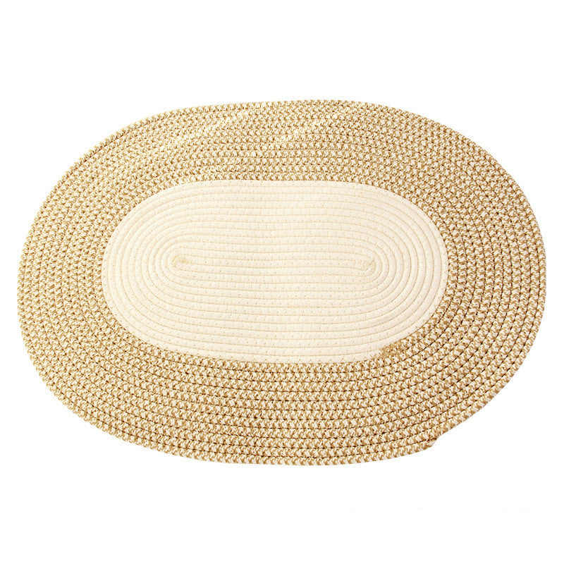 Oval Cotton Thread Floor Mat - Versatile Elegance for Every Room