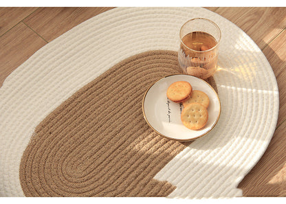 Oval Cotton Thread Floor Mat - Versatile Elegance for Every Room