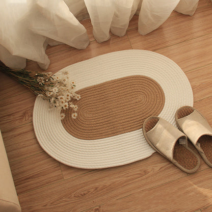 Oval Cotton Thread Floor Mat - Versatile Elegance for Every Room