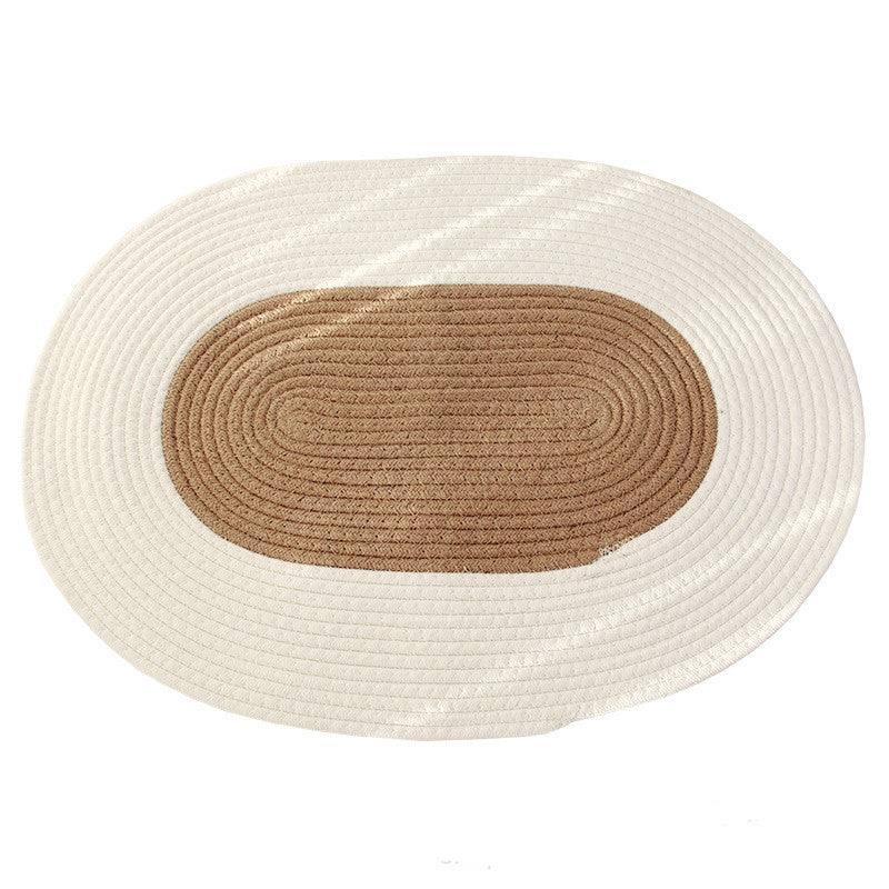 Oval Cotton Thread Floor Mat - Versatile Elegance for Every Room