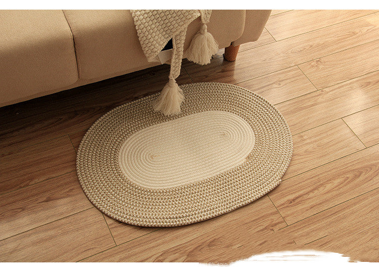 Oval Cotton Thread Floor Mat - Versatile Elegance for Every Room