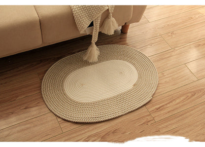 Oval Cotton Thread Floor Mat - Versatile Elegance for Every Room