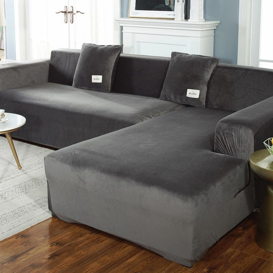Silver Fox Velvet Sofa Cover - Modern and Elegant Living Room Furniture Protector