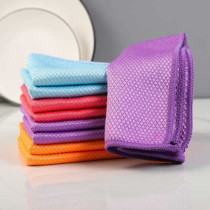 Fish Scale Pattern Bamboo Kitchen Towels - Seamless Cleaning and Superior Absorbency"