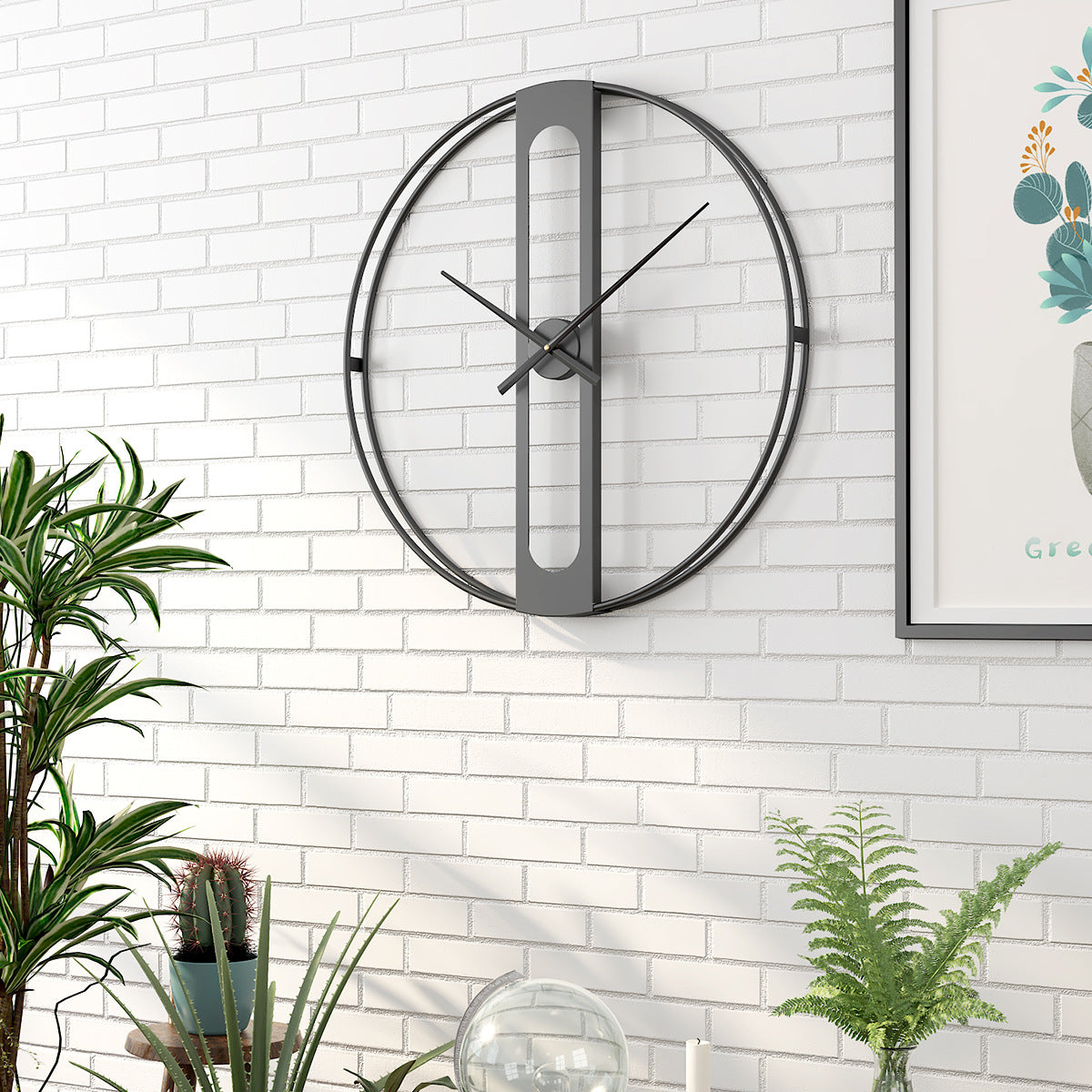 Wall Clock Living Room Metal Iron Clock Fashion Decorative Wall Sticker Clock