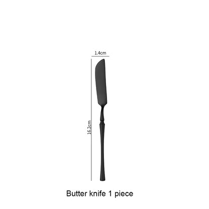 Luxury Matte Black Stainless Steel Cutlery Set - Complete Tableware Collection