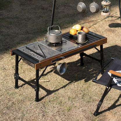 Portable Outdoor Folding Table - Beech Wood Top for Camping and Picnics