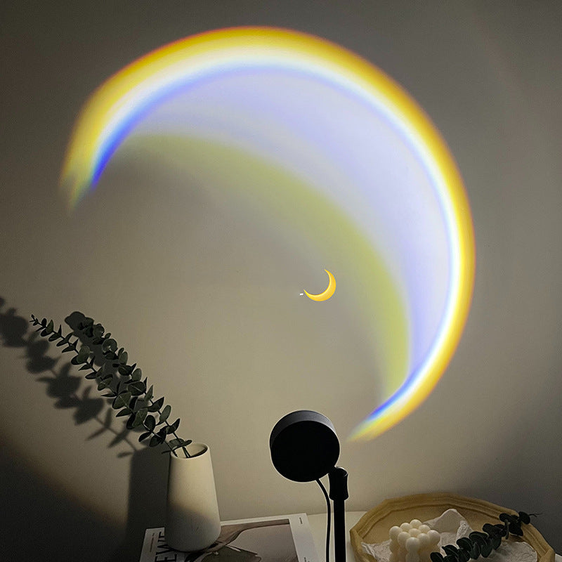 INS USB Moon Lamp LED Rainbow Neon Night Light Projector