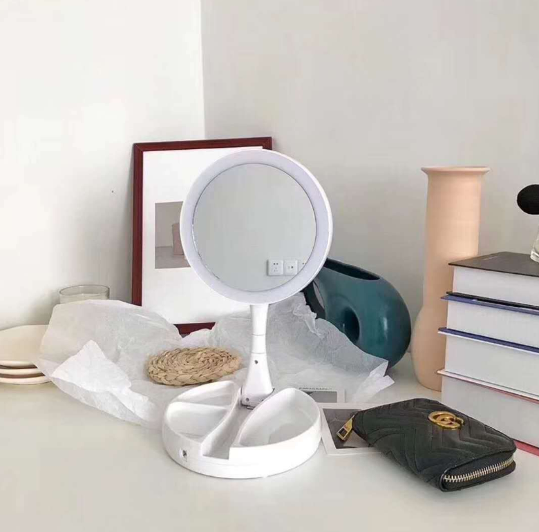 LED Fill Light Vanity Mirror with Double-Sided Storage