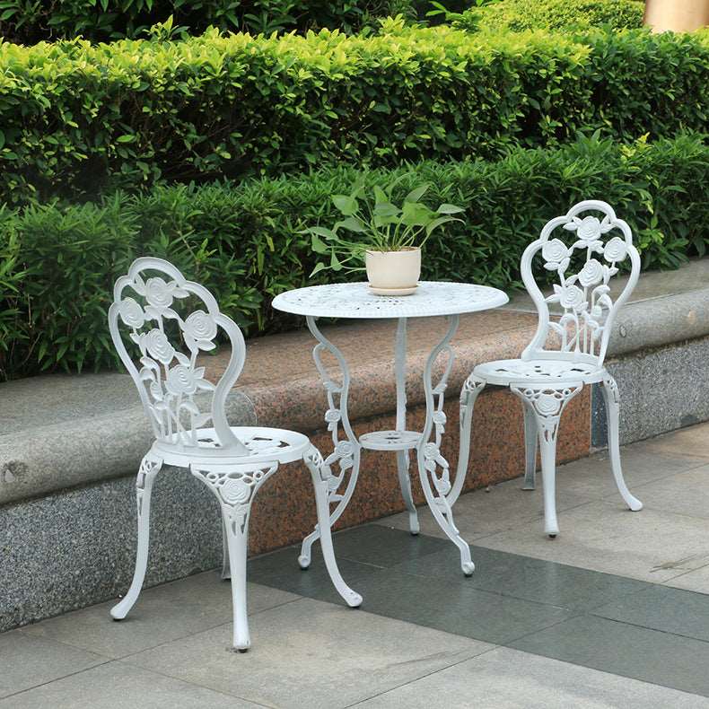 American Style Outdoor Iron Table and Chair Set - Courtyard Balcony Dining, Three-Piece Combination