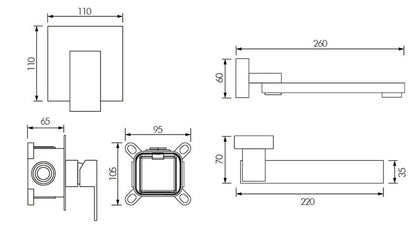 Modern Built-in Wall Type Basin Faucet - Rotatable Hot and Cold Water Mixer