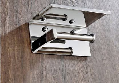 Modern Stainless Steel Wall-Mounted Toilet Paper Holder - Space-Saving Bathroom Organizer