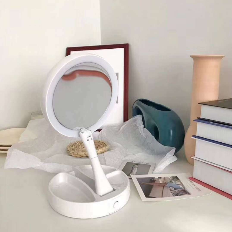 LED Fill Light Vanity Mirror with Double-Sided Storage
