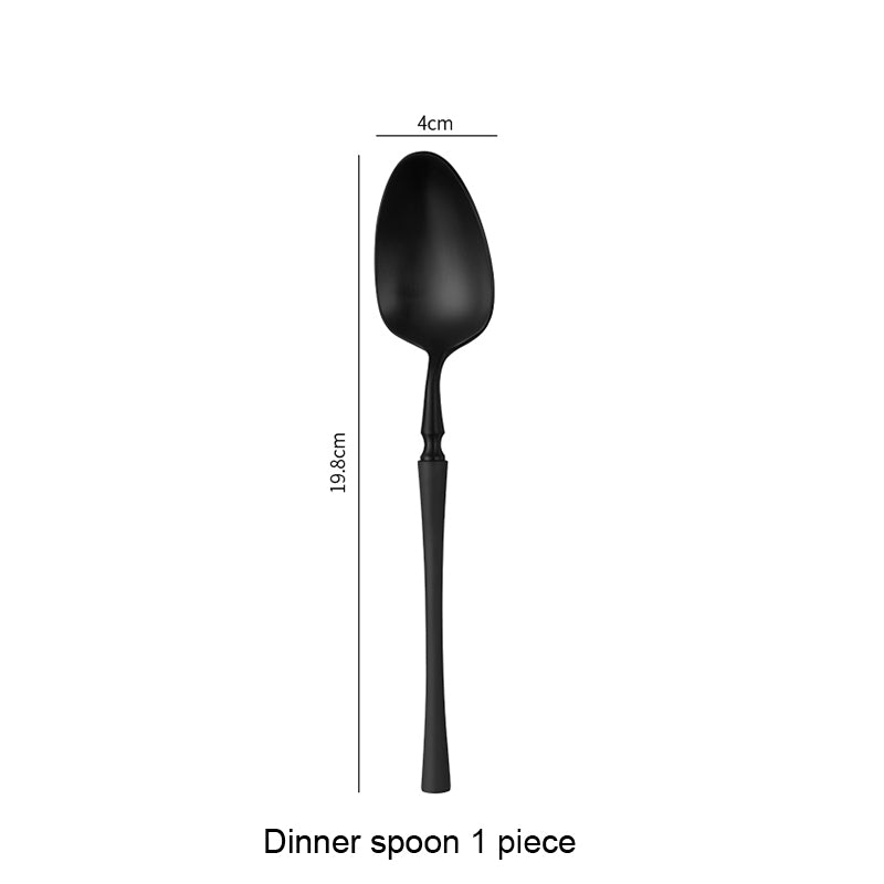 Luxury Matte Black Stainless Steel Cutlery Set - Complete Tableware Collection