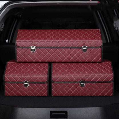 Customizable Foldable Car Storage Box - Premium Leather