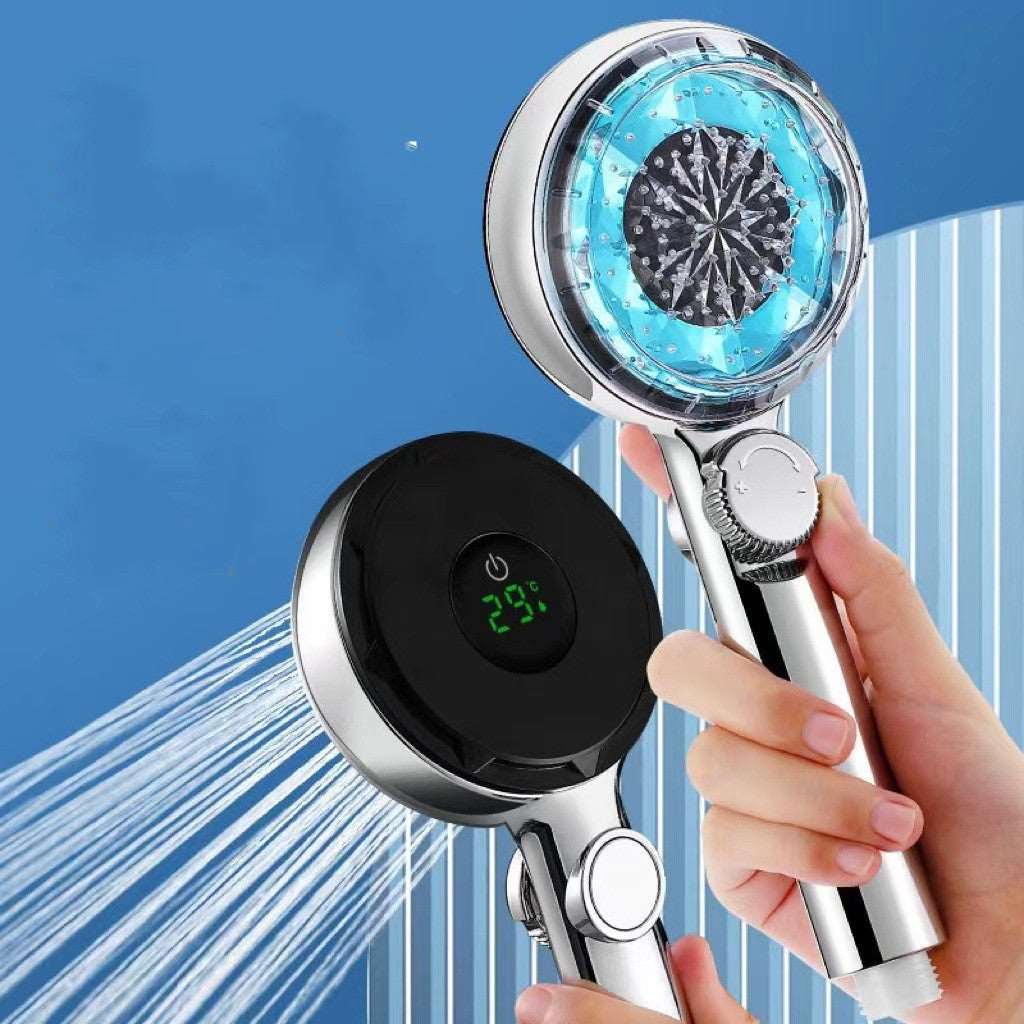 Adjustable High-Pressure Handheld Shower Head with Temperature Display