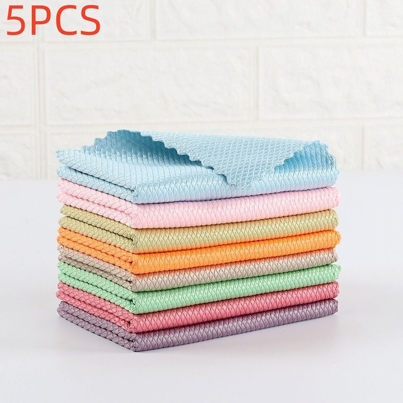 Fish Scale Pattern Bamboo Kitchen Towels - Seamless Cleaning and Superior Absorbency"