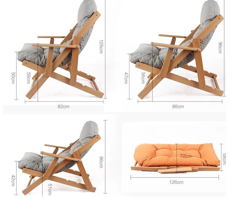 European Style Beech Recliner Folding Chair - Comfort and Elegance in One