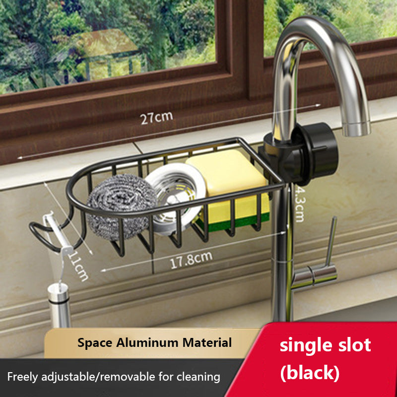 Kitchen Faucet Rack with Drain Basket