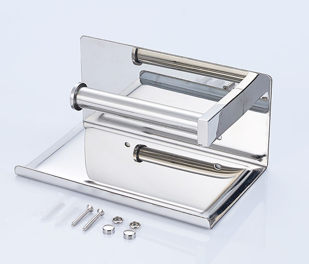 Modern Stainless Steel Wall-Mounted Toilet Paper Holder - Space-Saving Bathroom Organizer