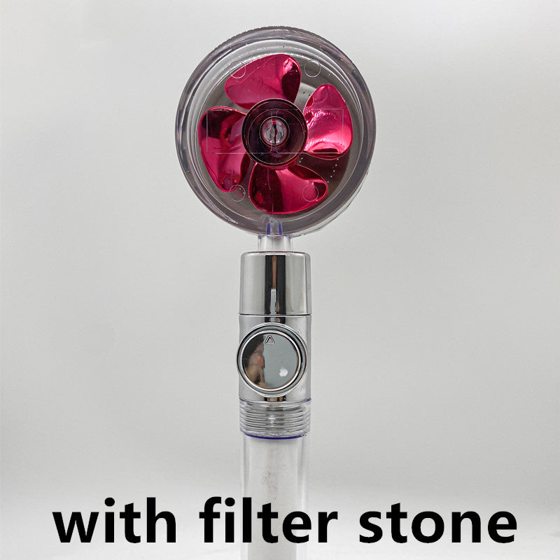 360° Rotating Water-Saving Shower Head with Built-In Fan