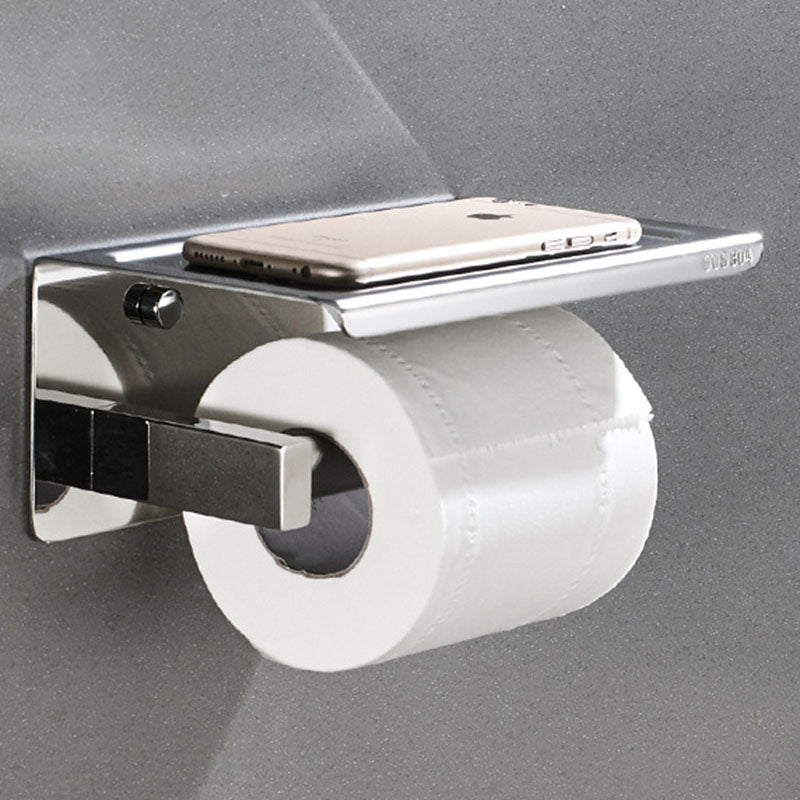 Modern Stainless Steel Wall-Mounted Toilet Paper Holder - Space-Saving Bathroom Organizer