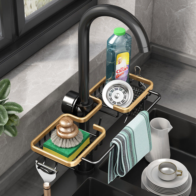 Kitchen Faucet Rack with Drain Basket