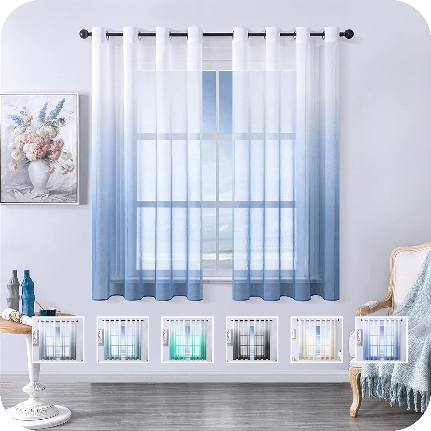 Modern Gradient Tulle Short Curtains - Elevate Your Living Room Ambiance