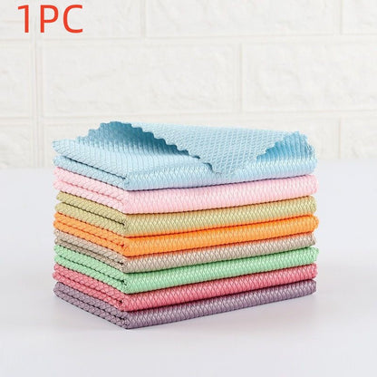 Fish Scale Pattern Bamboo Kitchen Towels - Seamless Cleaning and Superior Absorbency"