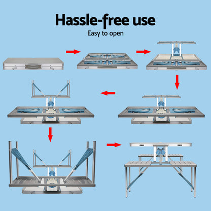 Outdoor Aluminum Alloy Folding Table and Chair Set - Portable Camping and Barbecue Furniture