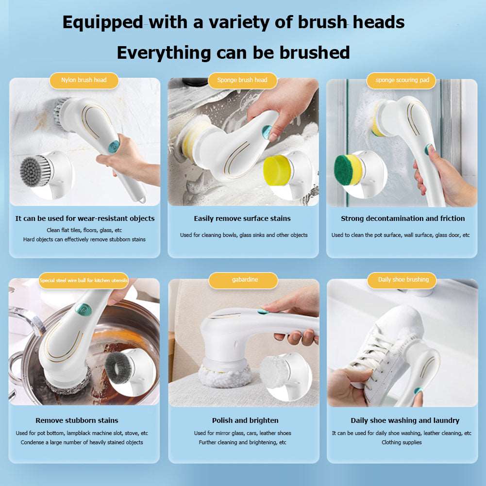 Electric Handheld Cleaning Brush Set - Household Cleaning Companion