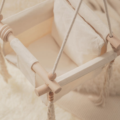 Children's Indoor Wooden Swing Chair - Playful Comfort for Kids