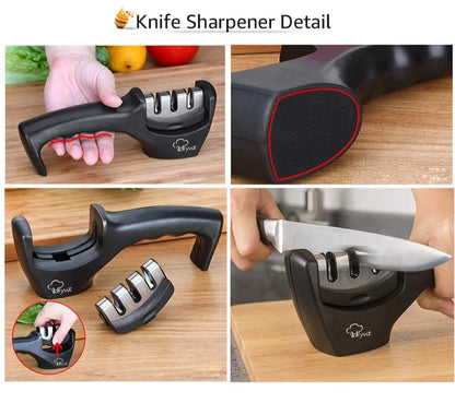 MYVIT 3-Stage Knife Sharpener with Ergonomic Handle