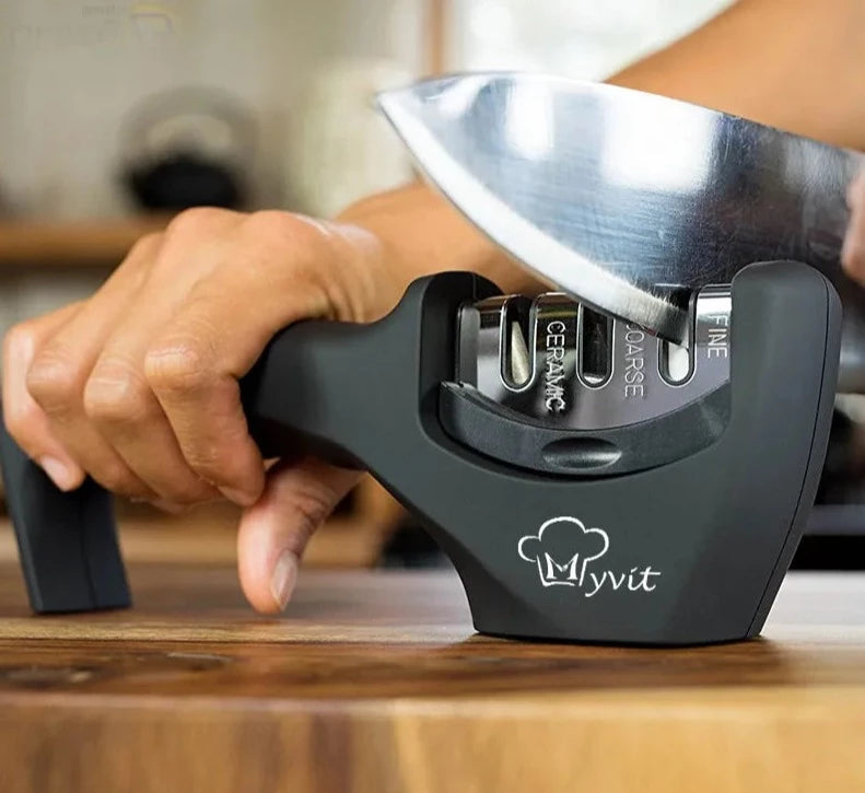 MYVIT 3-Stage Knife Sharpener with Ergonomic Handle