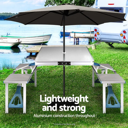 Outdoor Aluminum Alloy Folding Table and Chair Set - Portable Camping and Barbecue Furniture