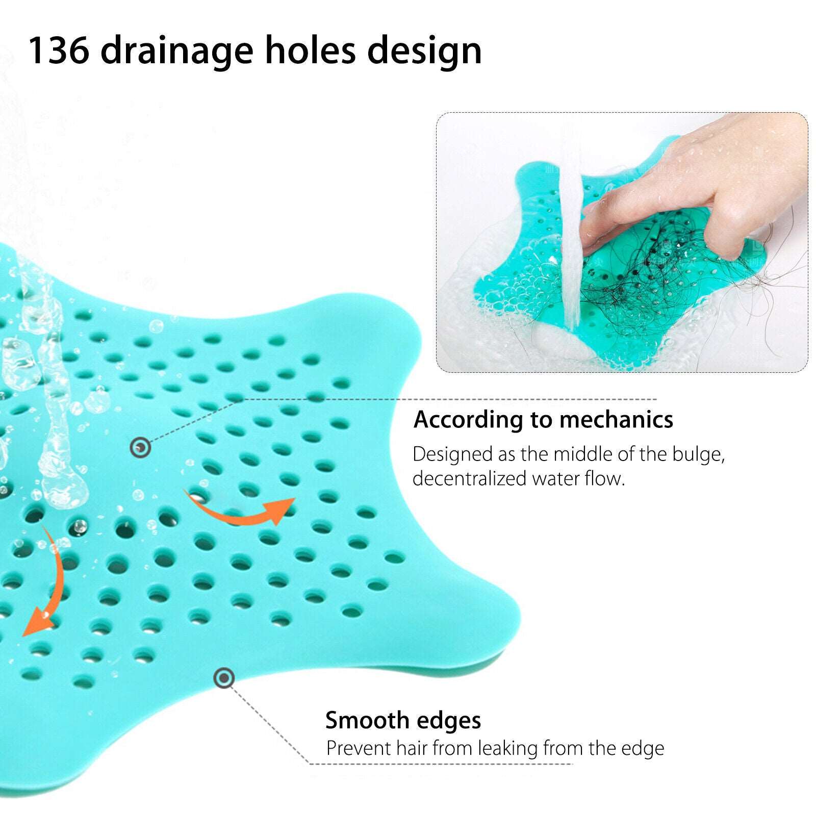 3PCS Silicone Starfish-shaped Sink Drain Filter - Hair Catcher and Strainer Set