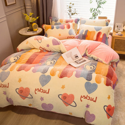 Milk Velvet Duvet Set - Double-Sided Comfort in Charming Designs