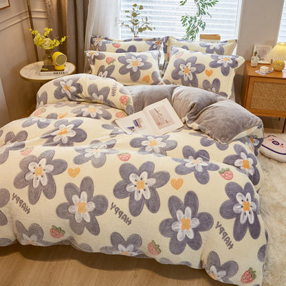 Milk Velvet Duvet Set - Double-Sided Comfort in Charming Designs