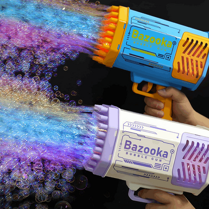 Bubble Rocket 69-Hole Soap Bubble Machine Gun with Lights for Kids